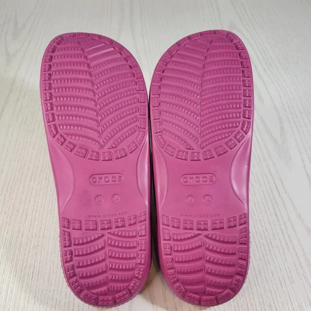 Crocs Classic 2 Strap Slide  Sandal Men’s Size 14 Think Pink Slide Fuchsia Fun